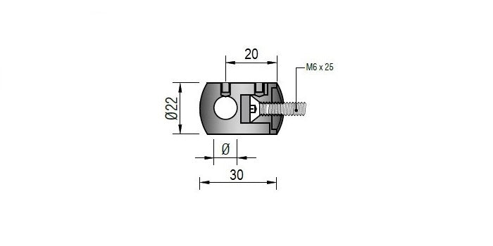 V2A Edelstahl Querstabhalter Ø22 mm mit Durchgangsbohrung