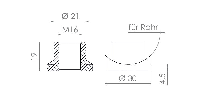 V2A Edelstahl Einschweißhülse M16