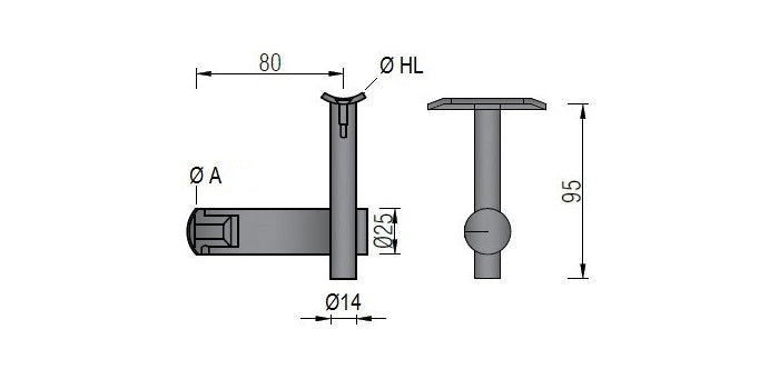 V2A Edelstahl Handlaufträger höhenverstellbar