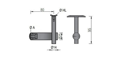 V2A Edelstahl Handlaufträger höhenverstellbar