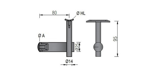 V2A Edelstahl Handlaufträger höhenverstellbar