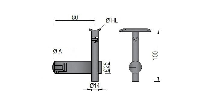 V2A Edelstahl Handlaufträger mit Gelenk höhenverstellbar
