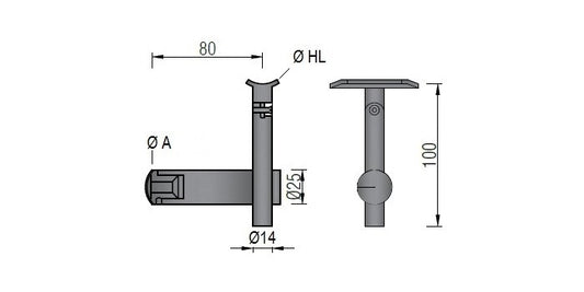 V2A Edelstahl Handlaufträger mit Gelenk höhenverstellbar
