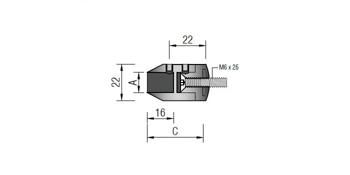 V2A Edelstahl Querstabhalter Ø22 mm mit stirnseitiger Bohrung