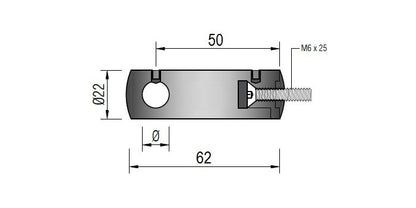 V2A Edelstahl Querstabhalter Ø22 mm mit Durchgangsbohrung - LANG