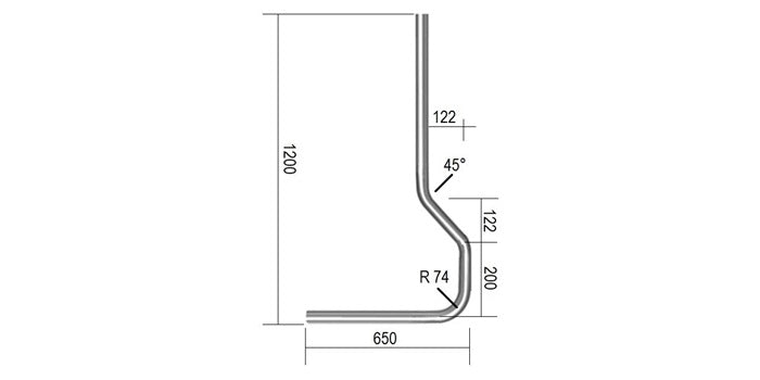 V2A Edelstahl Pfosten gebogen