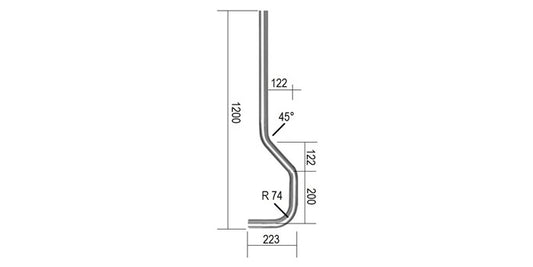 V2A Edelstahl Pfosten gebogen