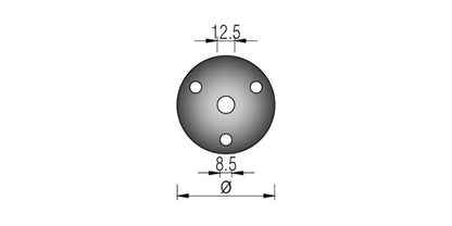 V2A Edelstahl Ronde mit 4x Bohrung - Längsschliff