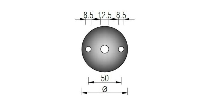 V2A Edelstahl Ronde mit 3x Bohrung - Längsschliff