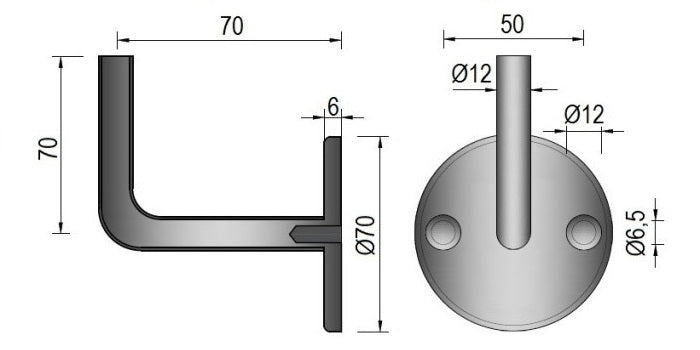 V2A Edelstahl Handlaufträger - verschraubt