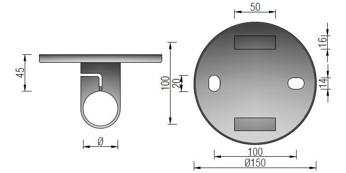 V2A Edelstahl Wandanker mit Klemmhalter - Große Ausführung
