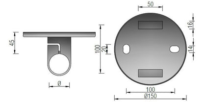 V2A Edelstahl Wandanker mit Klemmhalter - Große Ausführung