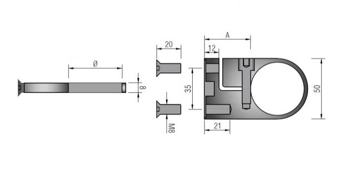 V2A Edelstahl Klemmhalter für Wandanker