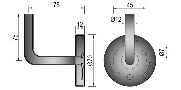 V2A Edelstahl Handlaufträger mit Rosette - verschweißt