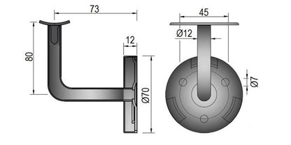 V2A Edelstahl Handlaufträger mit Rosette - verschweißt