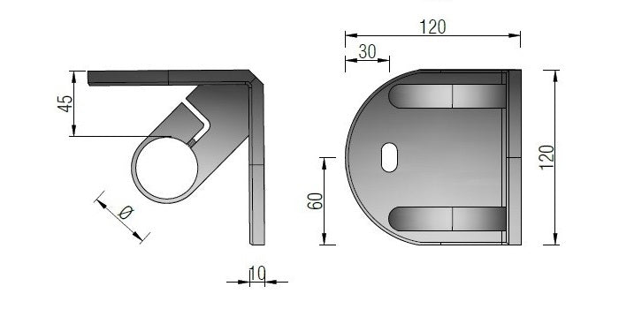 V2A Edelstahl Wandanker Innenecke 90° mit Klemmhalter