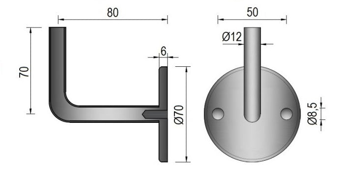 V2A Edelstahl Handlaufträger - verschraubt