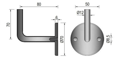 V2A Edelstahl Handlaufträger - verschraubt
