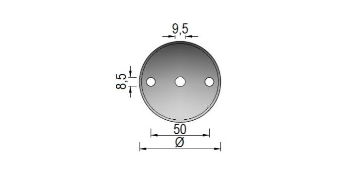 V2A Edelstahl Ronde mit 3x Bohrung - Rundschliff