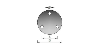 V2A Edelstahl Ronde mit 3x Bohrung - Rundschliff