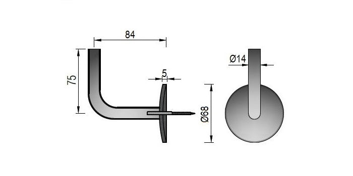 V2A Edelstahl Handlaufträger - inkl. Stockschraube M8