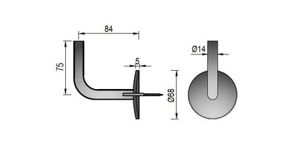 V2A Edelstahl Handlaufträger - inkl. Stockschraube M8