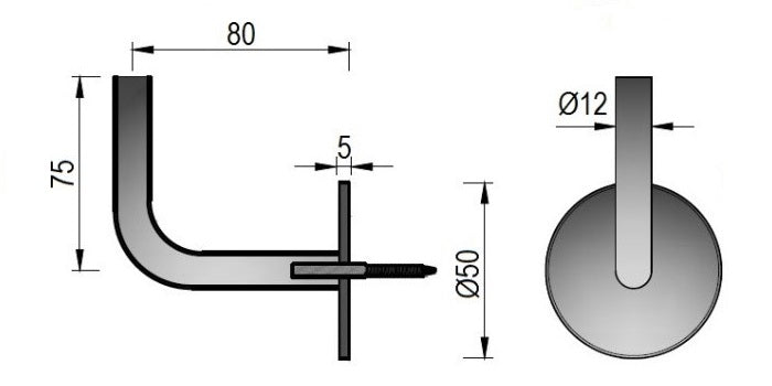 V2A Edelstahl Handlaufträger - inkl. Stockschraube M6