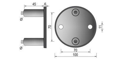 V2A Edelstahl Wandanker inklusive Hülsen, Anschraubplatte und Schrauben