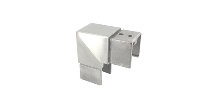 V2A Edelstahl Quadrat-Eck-Verbinder für Nutrohr - vertikal