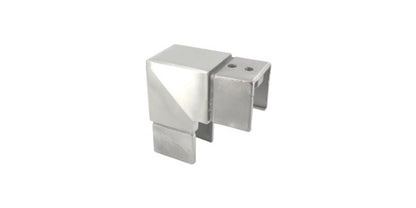 V2A Edelstahl Quadrat-Eck-Verbinder für Nutrohr - vertikal