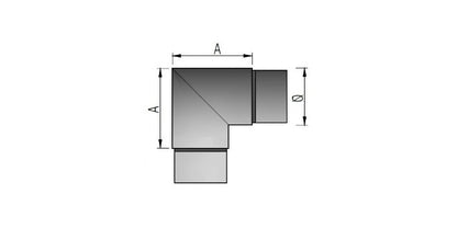 V2A Edelstahl Quadrat-Eck-Verbinder für Nutrohr - horizontal