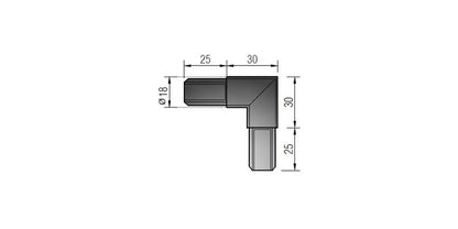 V2A Edelstahl Eckverbinder 90° für Klemmprofil Ø18 mm