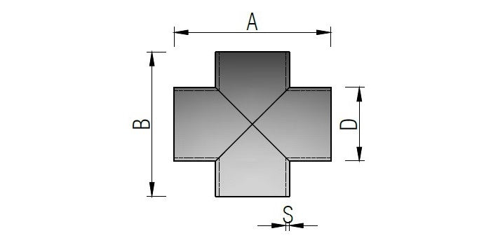 V2A Edelstahl Schweißfitting Kreuzstück - geschliffen