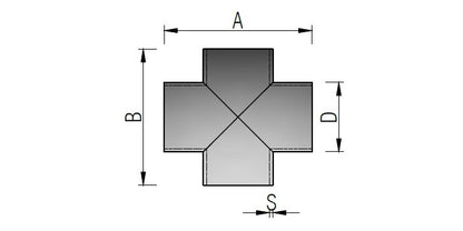 V2A Edelstahl Schweißfitting Kreuzstück - geschliffen