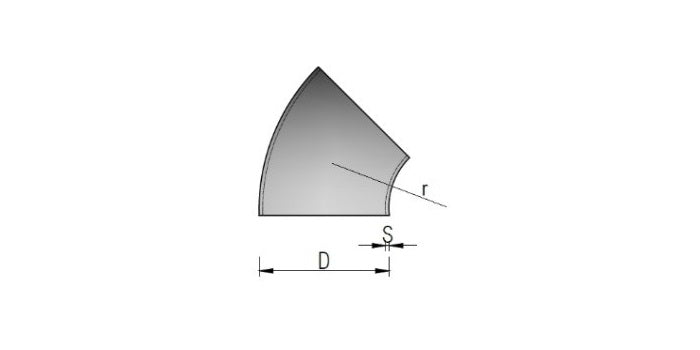 V2A Edelstahl Schweißbogen 45° Bauart 3 - geschliffen