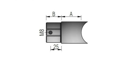 V2A Edelstahl Adapter für Schlosskasten gerundet