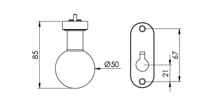 V2A Edelstahl Türknopf mit Clip-Abdeckrosette - drehbar