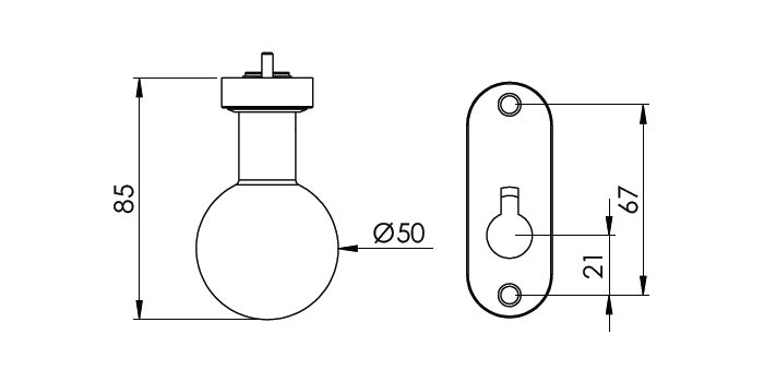 V2A Edelstahl Türknopf mit Clip-Abdeckrosette - feststehend