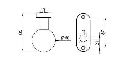 V2A Edelstahl Türknopf mit Clip-Abdeckrosette - feststehend