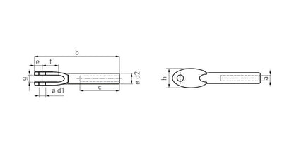 V4A Edelstahl Gabel mit Links-Innengewinde