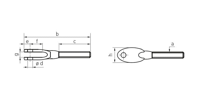 V4A Edelstahl Gabel mit Links-Außengewinde