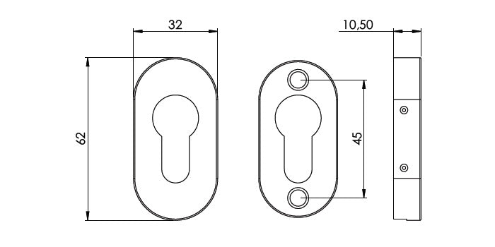 V2A Edelstahl Clip-Zylinderrosette Paar