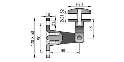 Vordachsystem - V4A Konsole 120 x 50 x 10 mm für die Befestigung an Wand und Glas