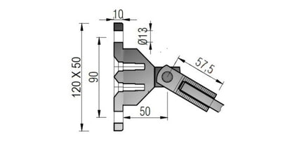 Vordachsystem - V4A Edelstahl Konsole 120 x 50 x 10 mm für die Befestigung an Wand und Zugstange