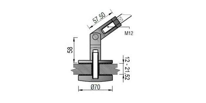 Vordachsystem - V4A Edelstahl Glaspunkthalter 70mm für die Befestigung an Glas und Zugstange