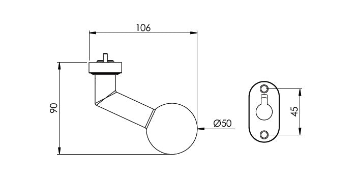 V2A Edelstahl Türknopf gekröpft mit Clip-Abdeckrosette - drehbar