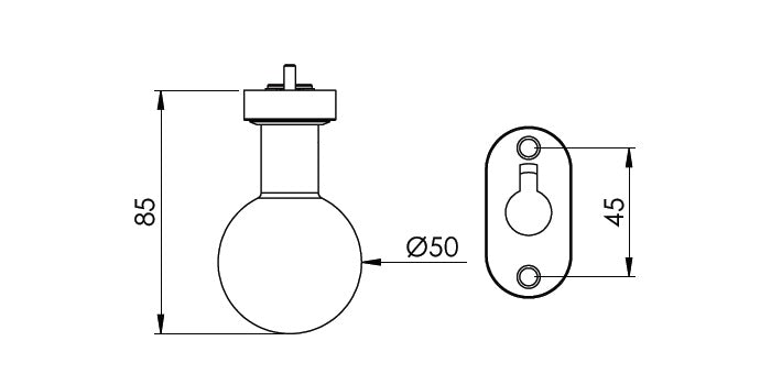 V2A Edelstahl Türknopf mit Clip-Abdeckrosette - feststehend