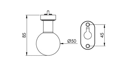 V2A Edelstahl Türknopf mit Clip-Abdeckrosette - feststehend