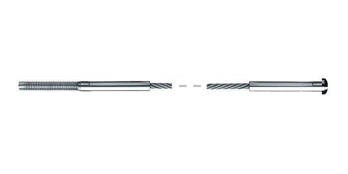 V4A Edelstahl Seil mit 1x Rechts-Außengewinde / 1x Endhülse mit Linsenkopf - verpresst