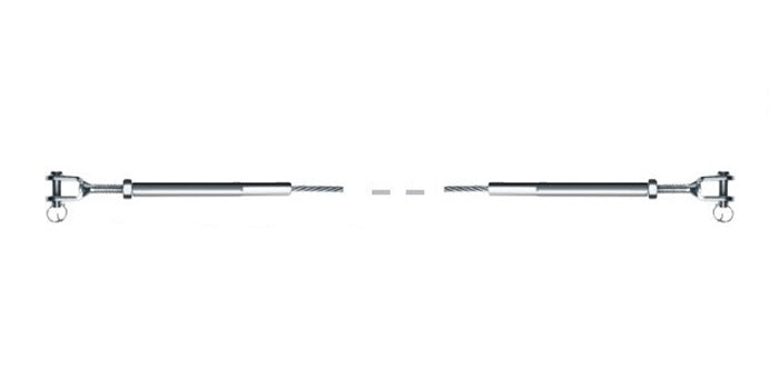 V4A Edelstahl Seil mit 2x Rechts-Innengewinde & Gabel - verpresst